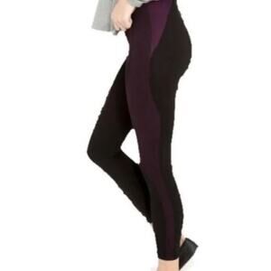 Spanx Look at Me Now Leggings Athletic Compression Small Black Purple
